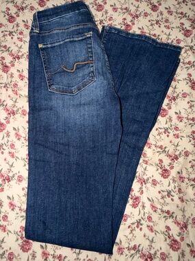 7 For All Mankind Boot-Cut Jeans in Dark Blue Denim